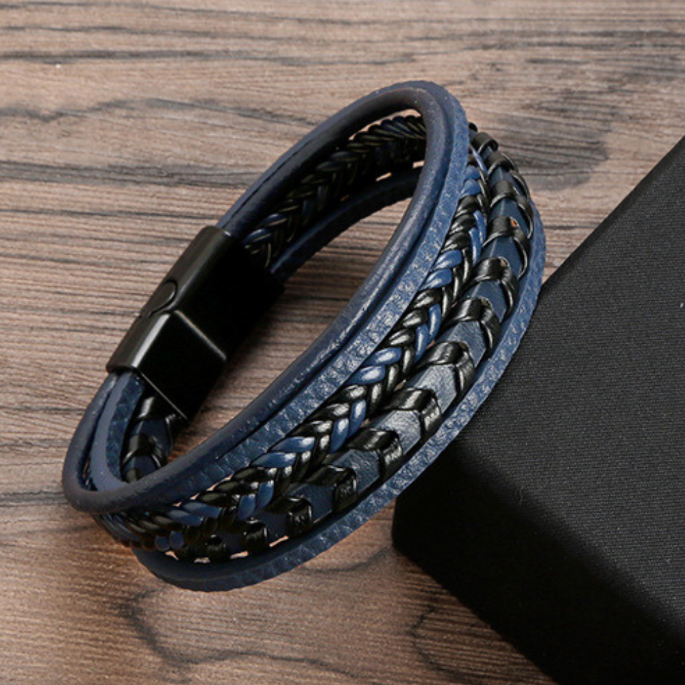 Leren Armband Heren Gevlochten — Stoere Armband met Magneetsluiting
