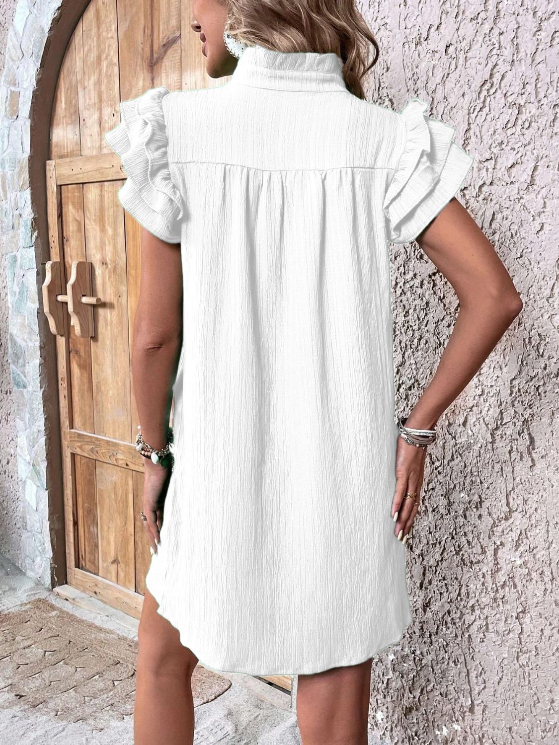 Korte jurk dames met ruche - detailfoto