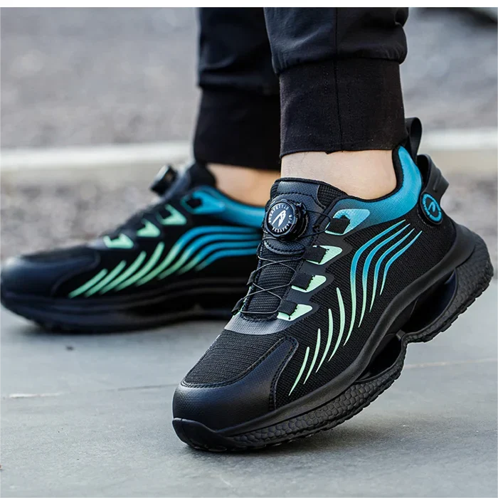 Werkschoenen heren met versterkte neus - antislip in zwart-blauw