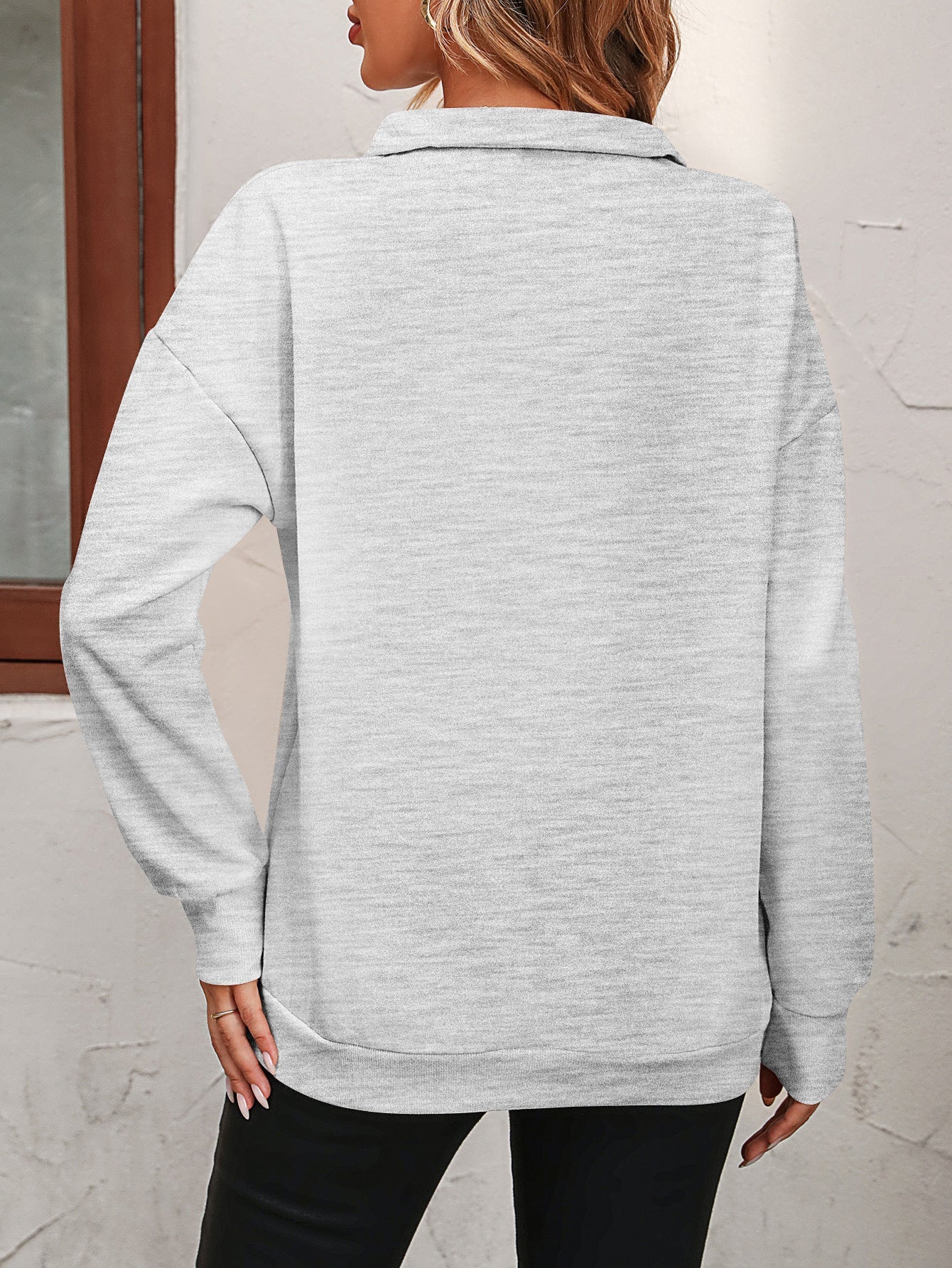 Sweater dames met halve rits - detailfoto