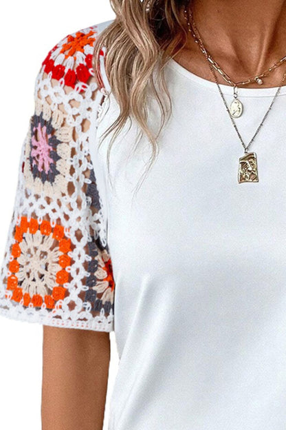 Top dames met gehaakte mouwen - detailfoto