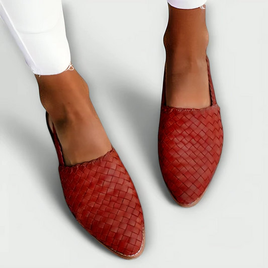 Gevlochten slingback loafers dames in dieprood