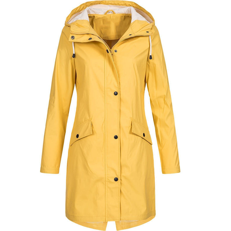 Dames Regenjas met Capuchon – Waterdicht Kniehoog Model voor Outdoor en Stad
