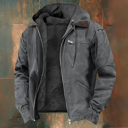 Heren winterjas met warme voering en retro look
