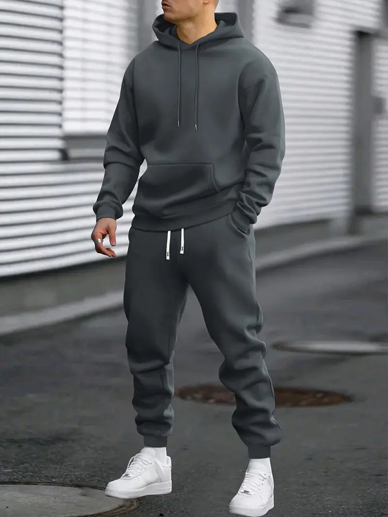 Joggingpak heren met hoodie en broek in Antraciet