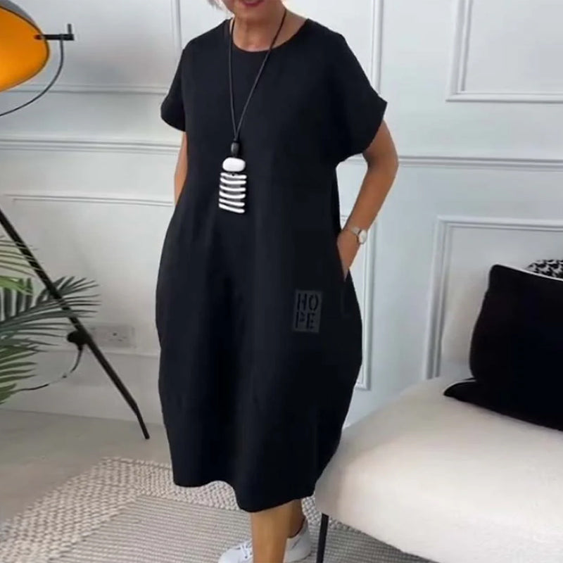 Luchtige Zomerjurk met Zakken – Casual Losvallend Design van Katoen