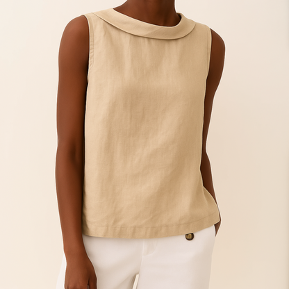 Mouwloze damesblouse met rolkraag - stijlvolle top dames veelzijdig
