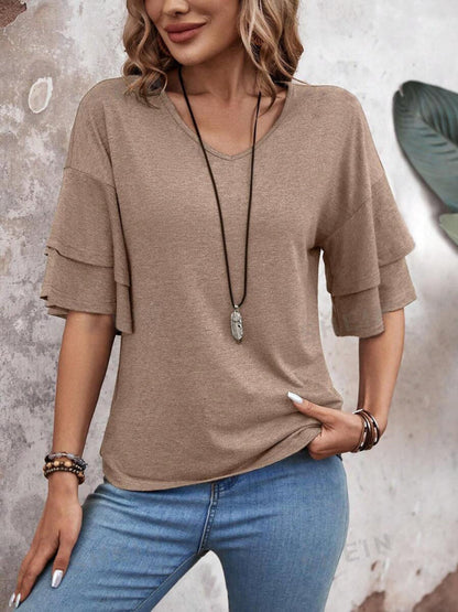 Blouse dames met laagjesmouw - detailfoto