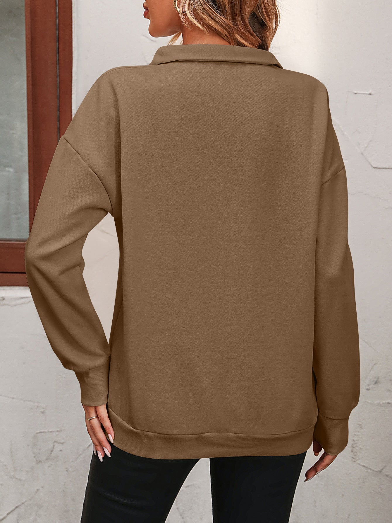 Sweater dames met halve rits - detailfoto