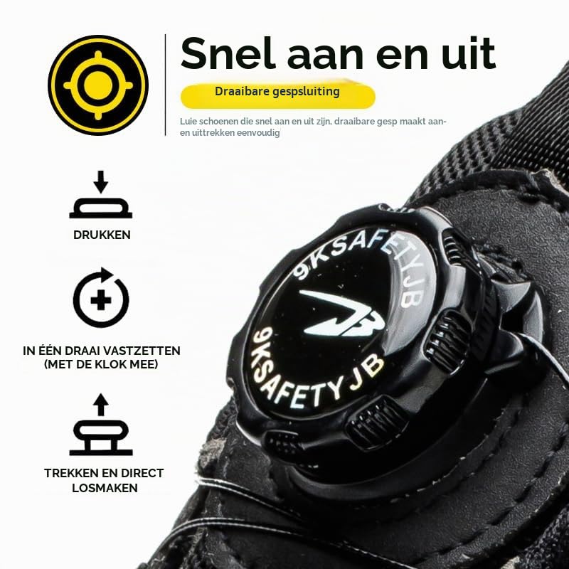 Werkschoenen heren met versterkte neus - antislip - draaisluiting