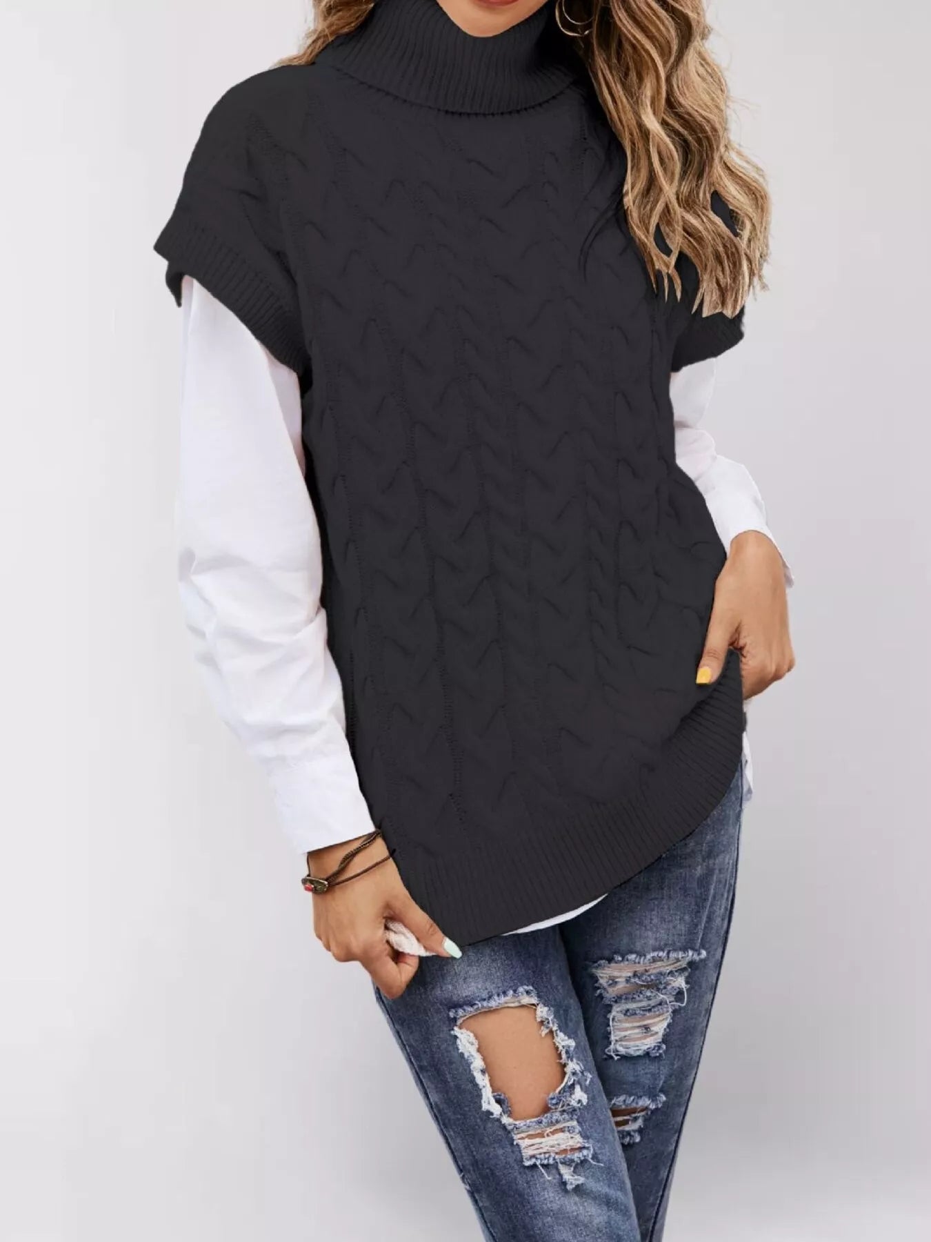 Trui dames met col en kapmouw - detailfoto