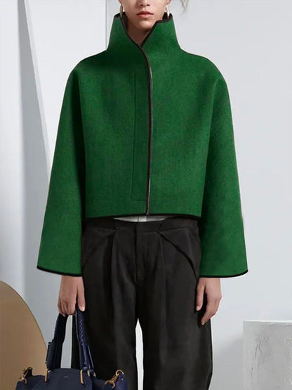 Cape jack dames cropped met hoge opstaande kraag