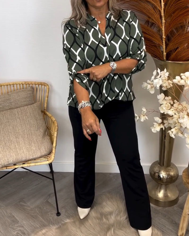 Blouse Dames – Trendy Grafische Print met Elegante Pasvorm