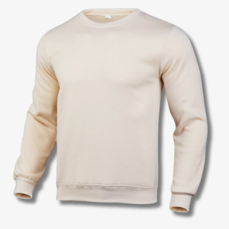 Effen herensweater met ronde hals in Beige
