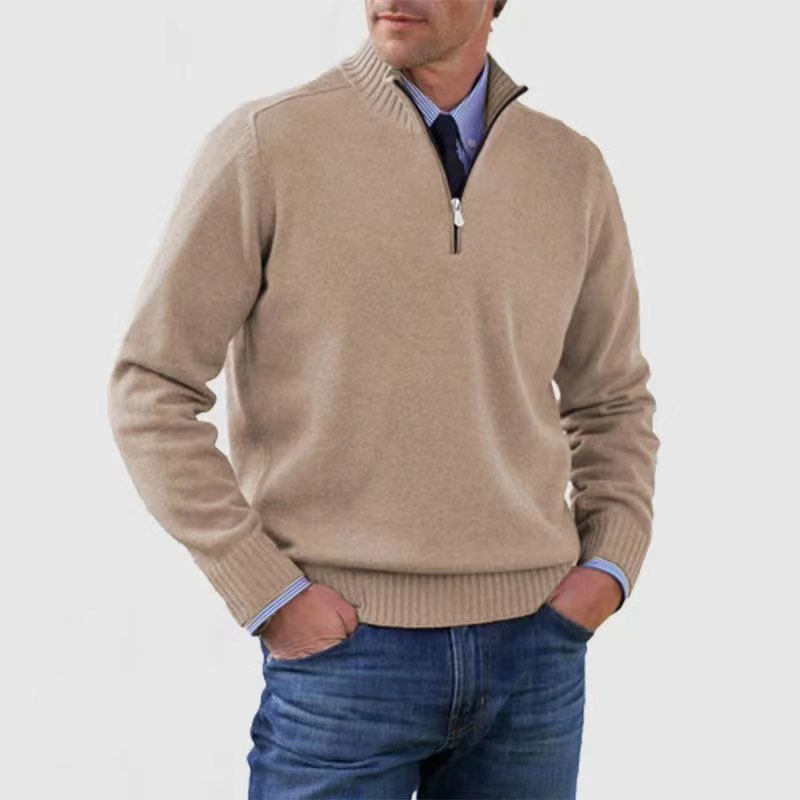 Herentrui met halve rits in Camel