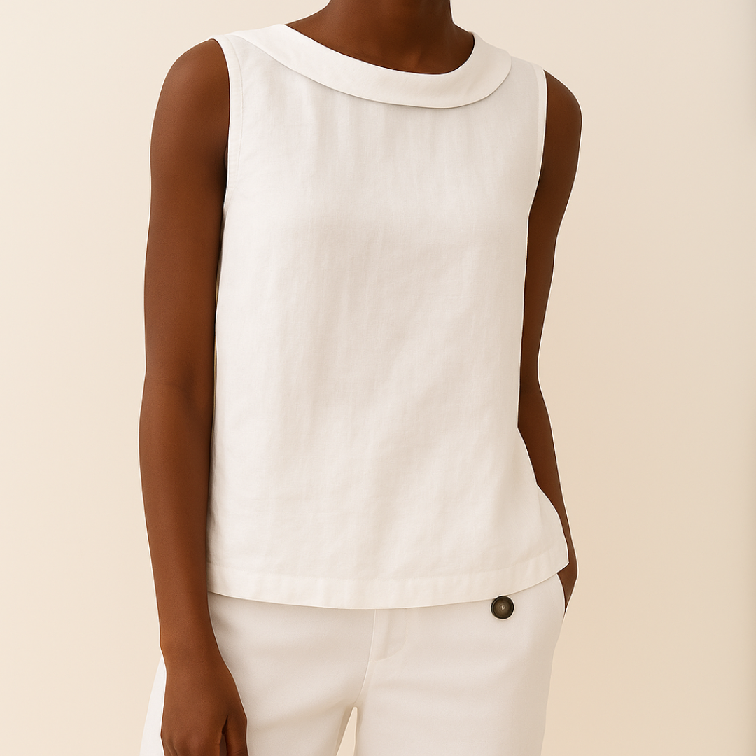 Mouwloze damesblouse met rolkraag - stijlvolle top dames veelzijdig