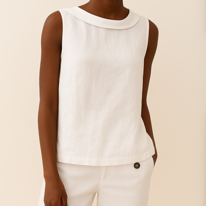 Mouwloze damesblouse met rolkraag - stijlvolle top dames veelzijdig