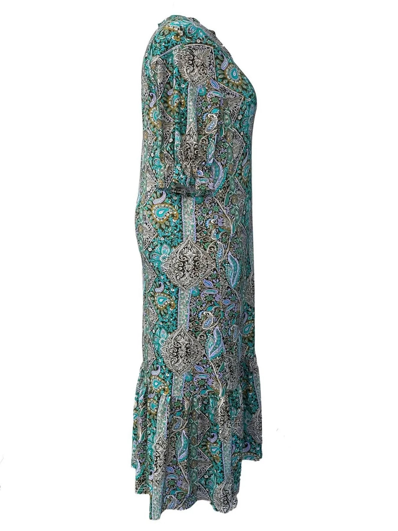 Midi-jurk dames met paisleyprint - detailfoto