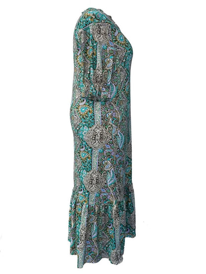Midi-jurk dames met paisleyprint - detailfoto