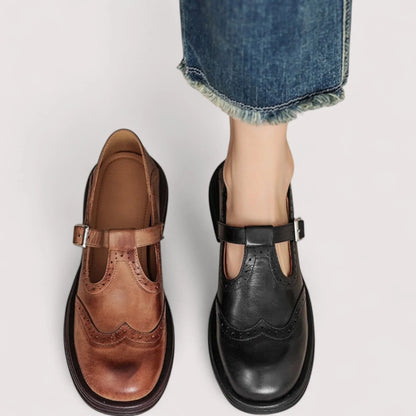 Orthopedische Mary Jane schoenen bruin zwart - elegante damesschoenen outfit