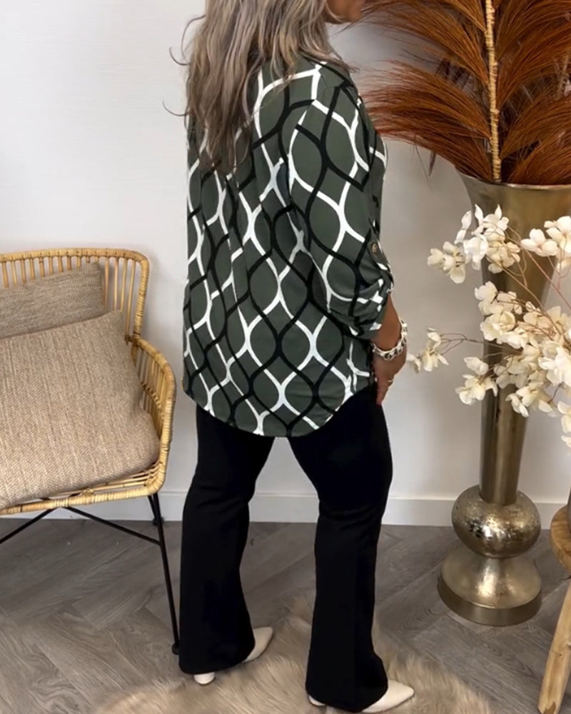 Blouse Dames – Trendy Grafische Print met Elegante Pasvorm