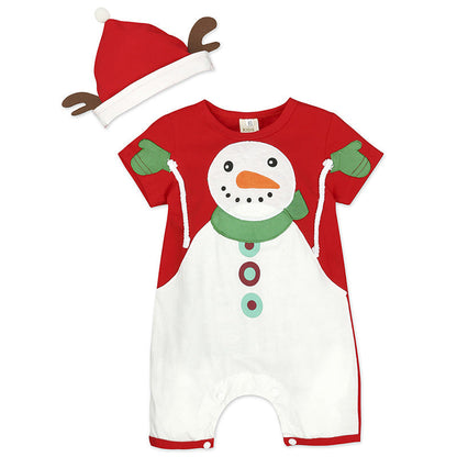 Milas Babyromper met Hoed - Kerstmis Sneeuwman - Katoen Polyester Mix