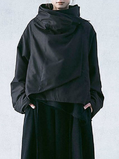 Gedrapeerd jack dames met asymmetrische voorkant - zwart