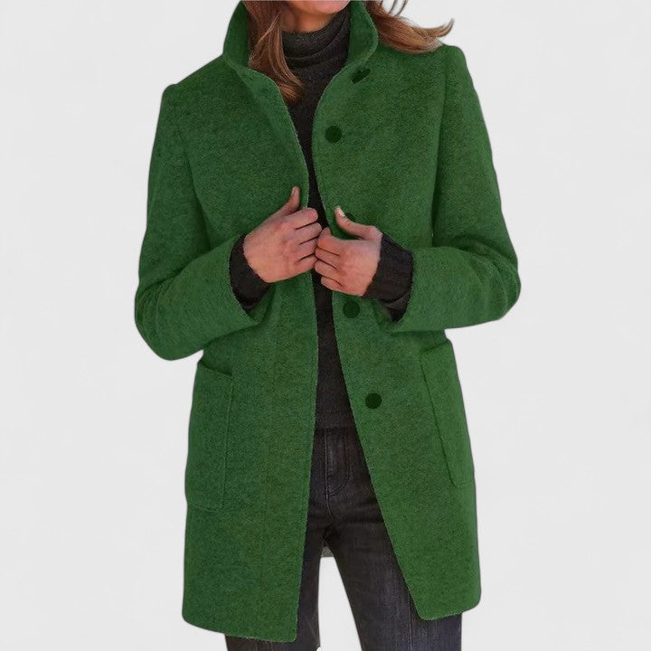 Mantel Jas Dames van Wol – Elegante Lange Winterjas met Knopen in Meerdere Kleuren