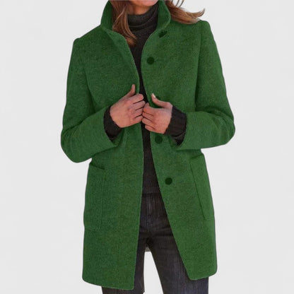 Mantel Jas Dames van Wol – Elegante Lange Winterjas met Knopen in Meerdere Kleuren