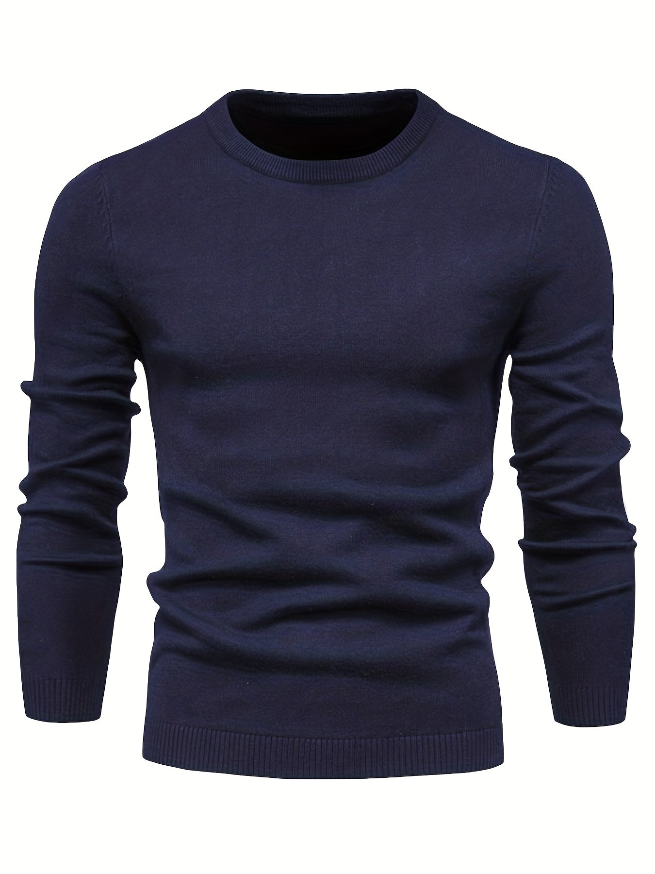 Dunne herentrui met ronde hals in Marineblauw