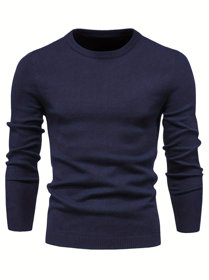 Dunne herentrui met ronde hals in Marineblauw