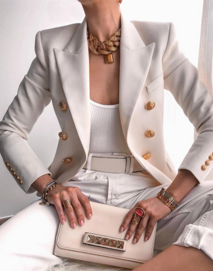 Blazer - Dames - Elegante witte blazer van hoogwaardig materiaal met een moderne pasvorm