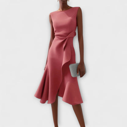 Asymmetrische Midi Jurk Dames | Gedrapeerd Vrouwelijk Design