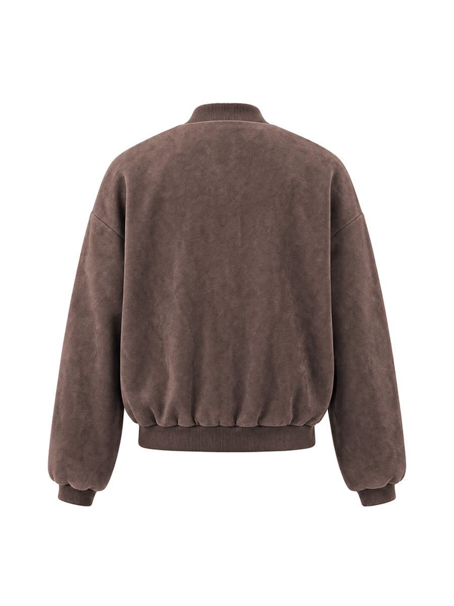 Cropped bomberjack dames in zachte koffiebruine suèdelook