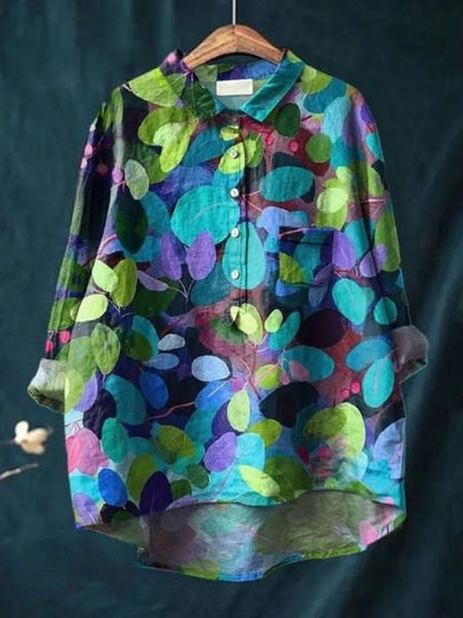Bloemenblouse dames detail stofkwaliteit luchtig adembarmaterial