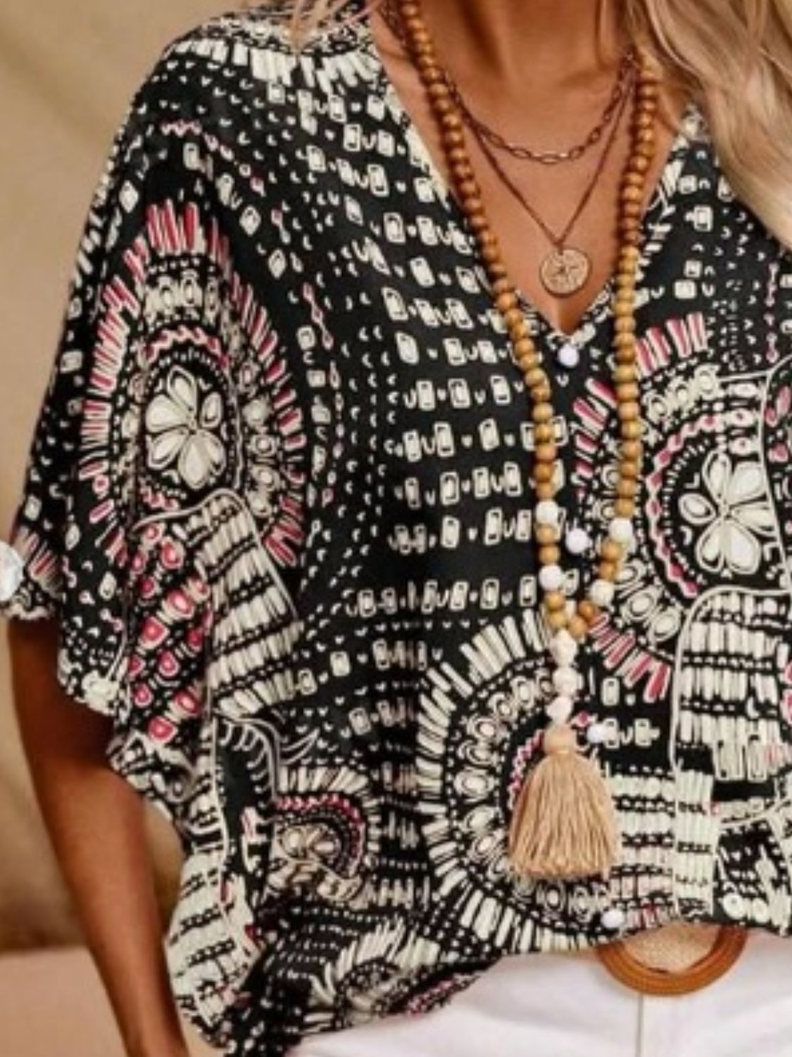 Top dames met mandalaprint - detailfoto