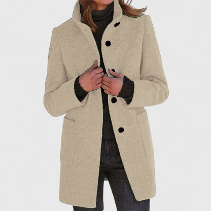 Mantel Jas Dames van Wol – Elegante Lange Winterjas met Knopen in Meerdere Kleuren