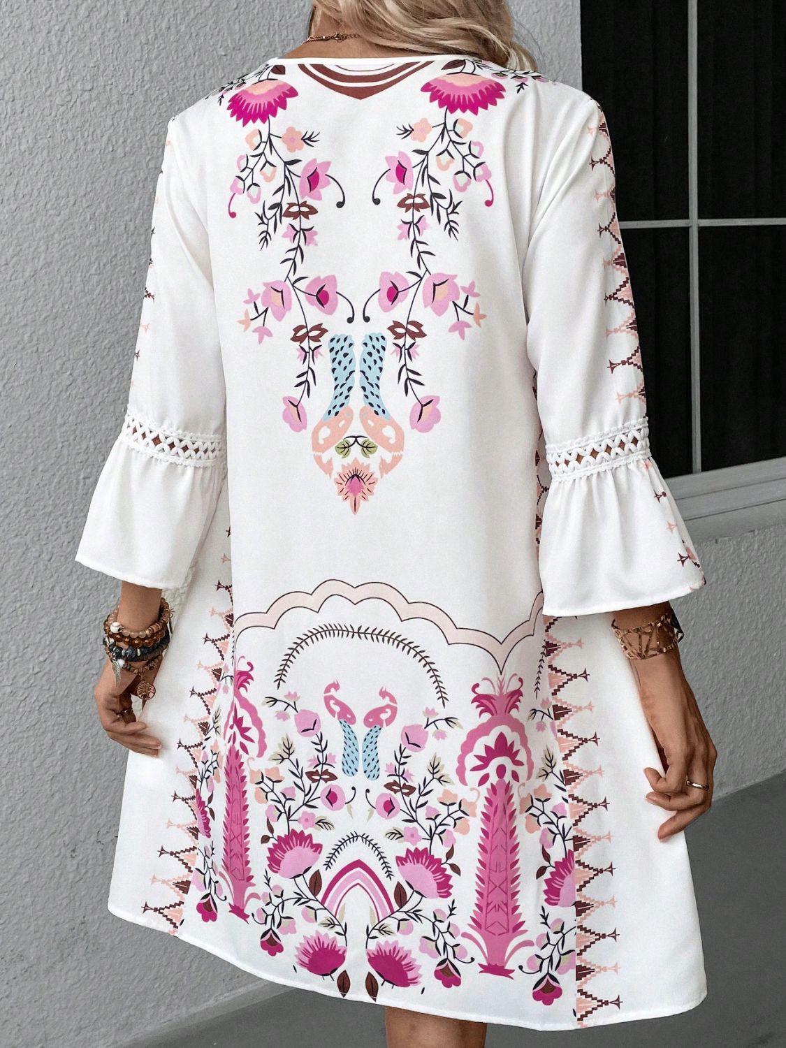 Jurk dames met borduurprint - detailfoto