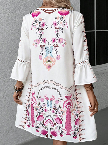 Jurk dames met borduurprint - detailfoto
