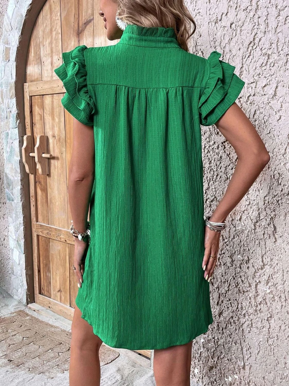 Korte jurk dames met ruche - detailfoto