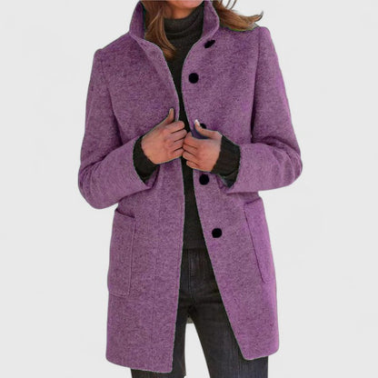 Mantel Jas Dames van Wol – Elegante Lange Winterjas met Knopen in Meerdere Kleuren