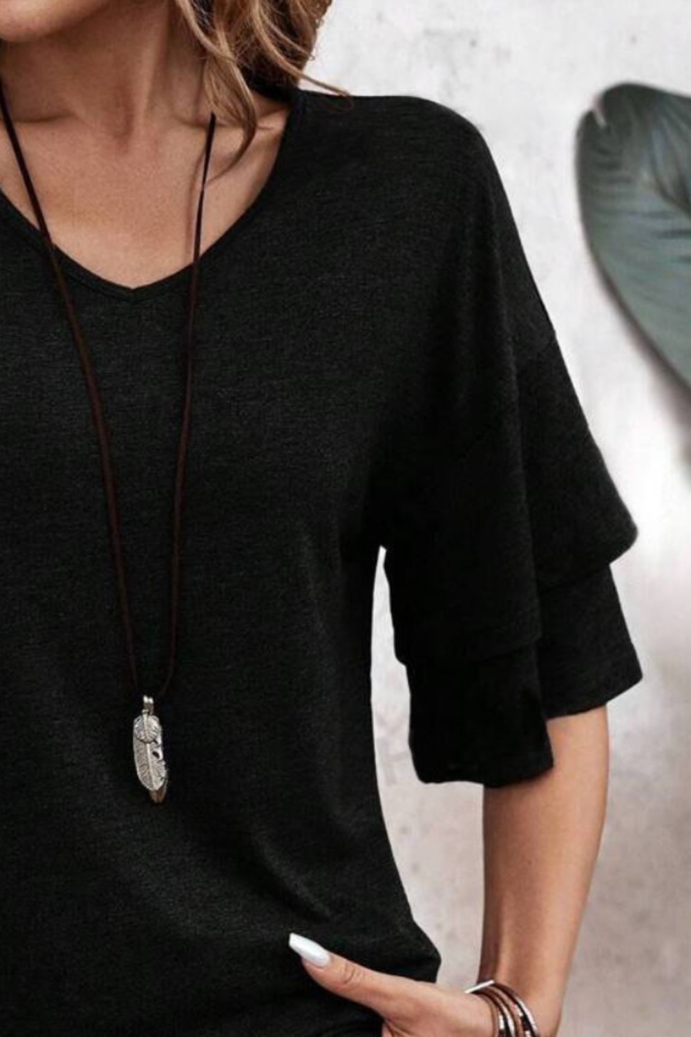 Blouse dames met laagjesmouw - detailfoto