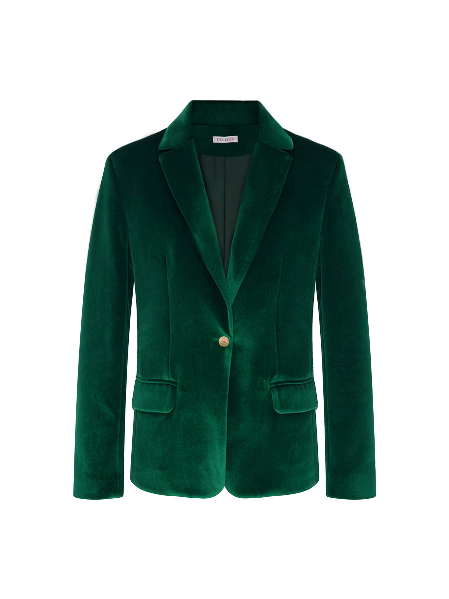 Getailleerde fluwelen blazer dames met puntrevers en één knoop