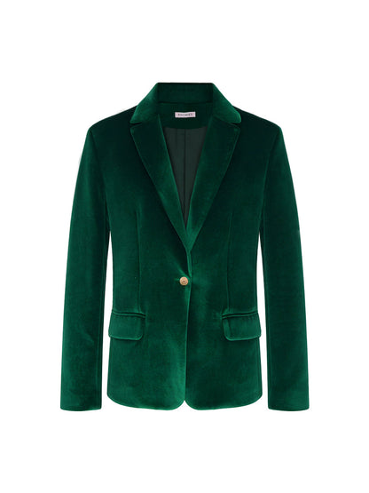 Getailleerde fluwelen blazer dames met puntrevers en één knoop