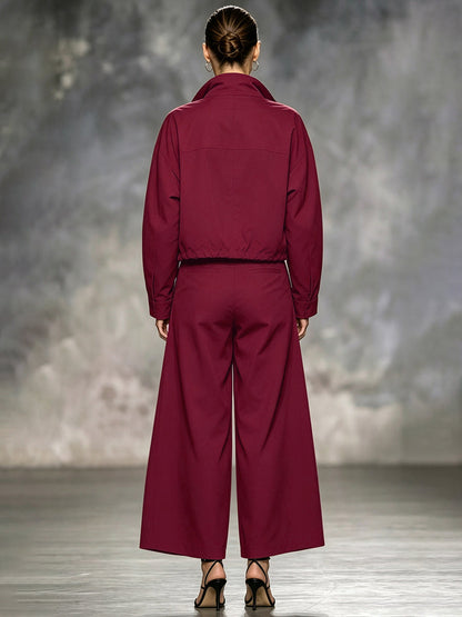 Cropped jack dames met rits, opstaande kraag en wijde mouwen