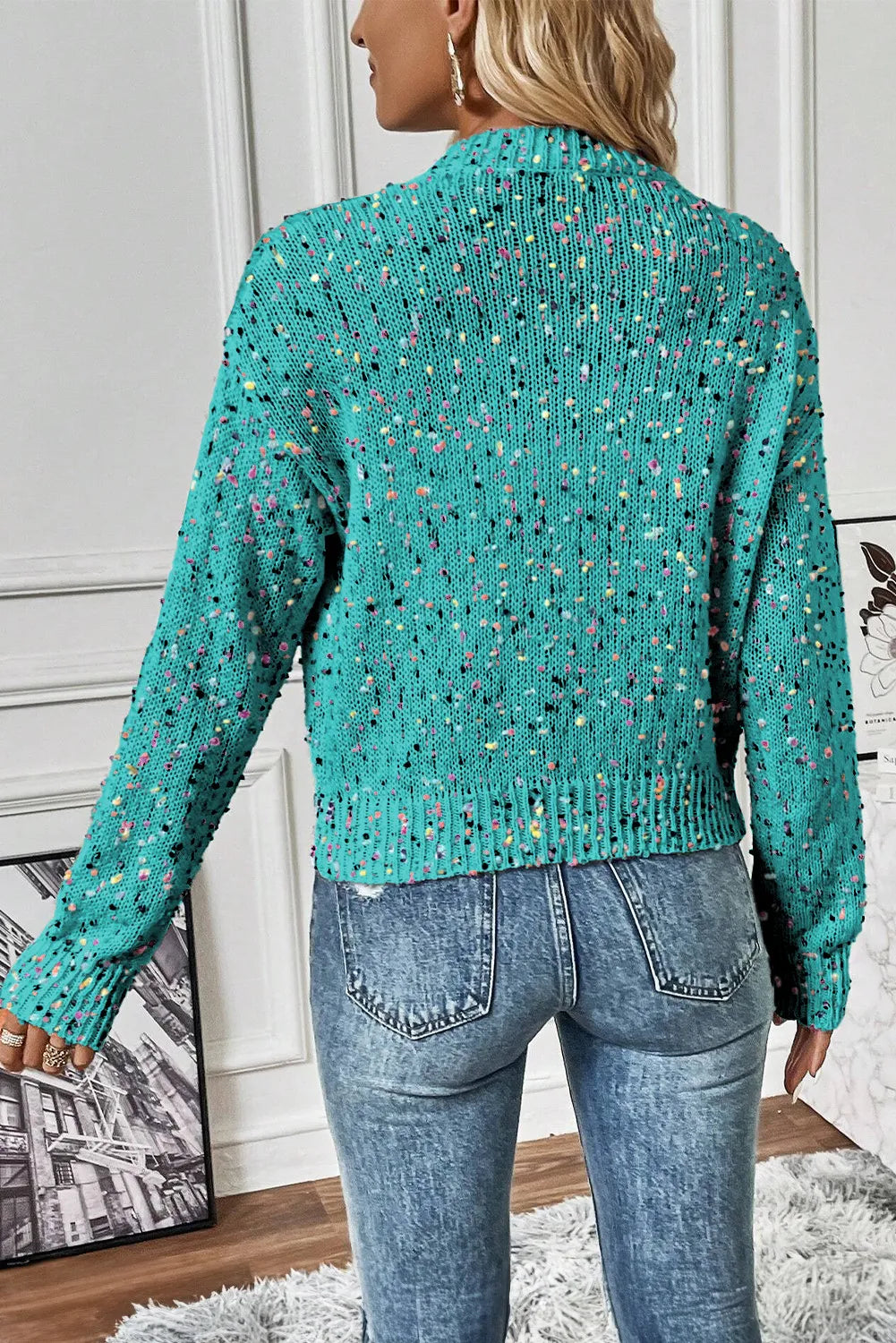 Gespikkeld vest dames met knopen - detailfoto