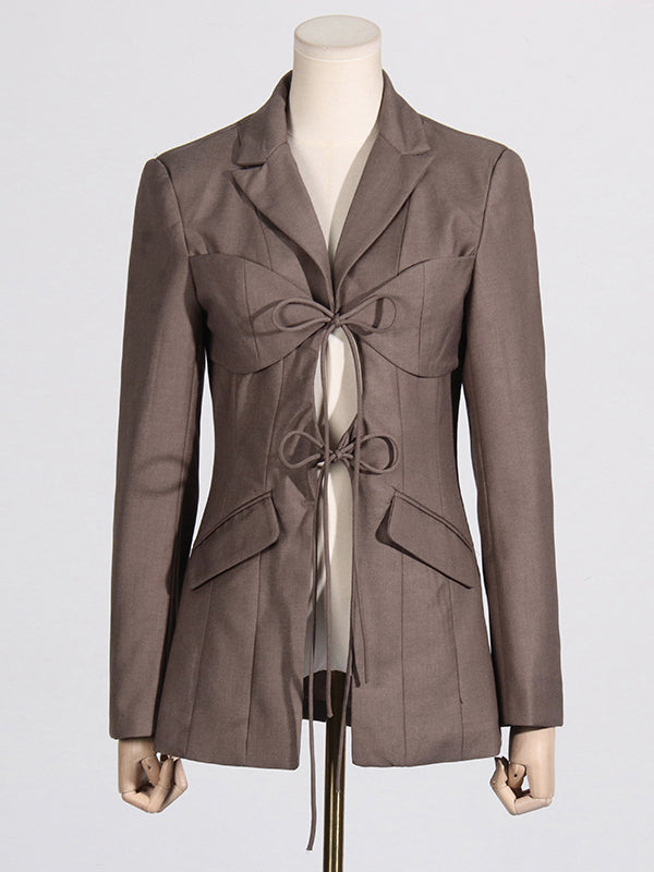 Blazer dames met striksluiting onder de borst, revers en kleppenzakken
