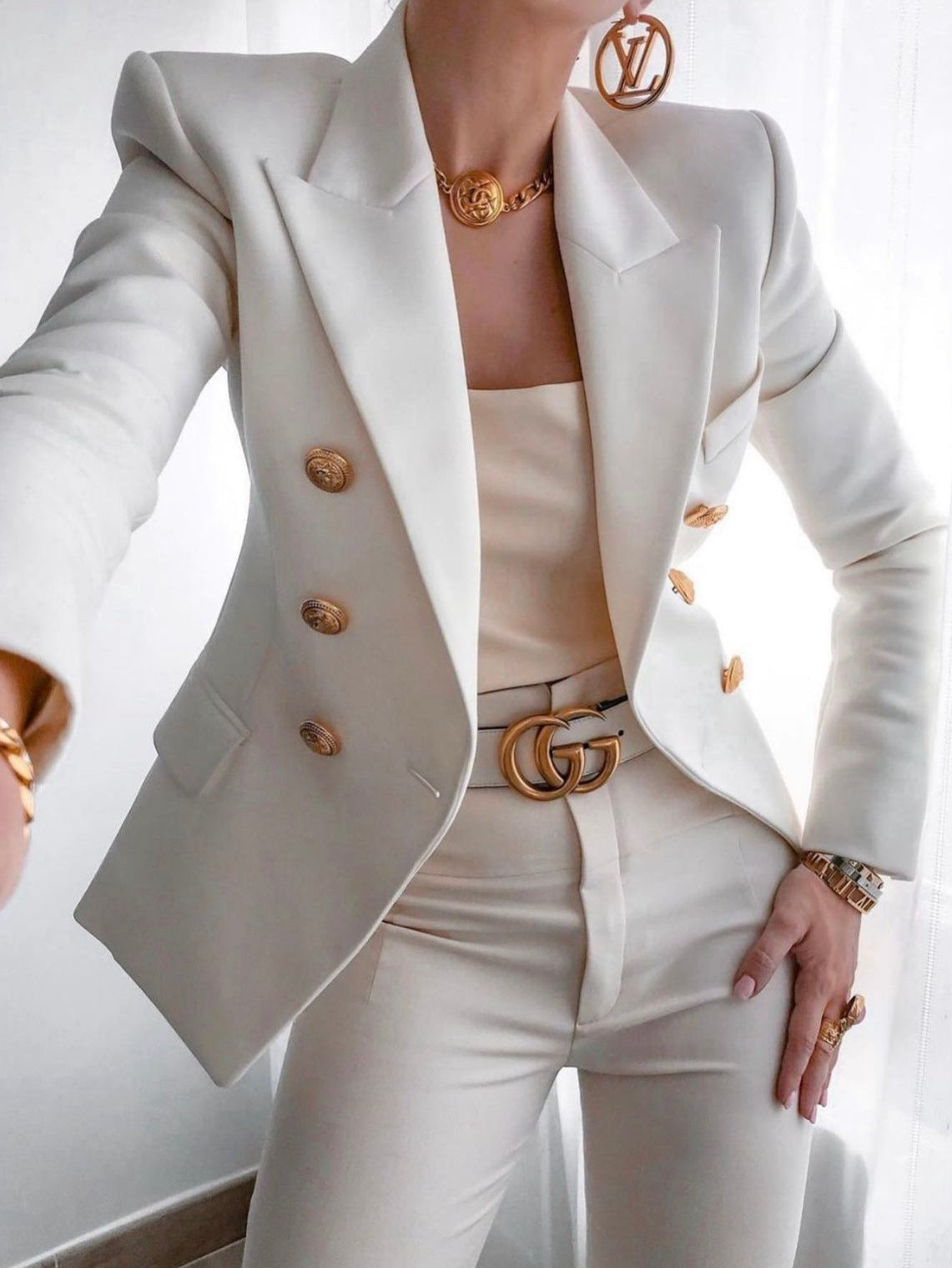 Blazer - Dames - Elegante witte blazer van hoogwaardig materiaal met een moderne pasvorm