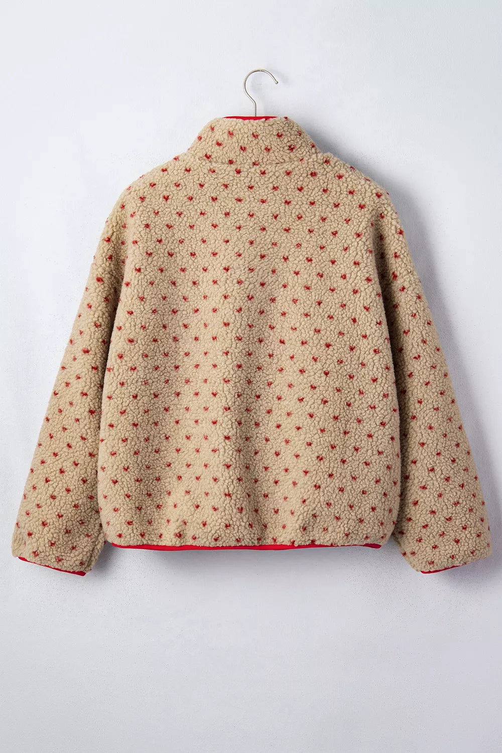 Fleece trui dames met hartjes - detailfoto