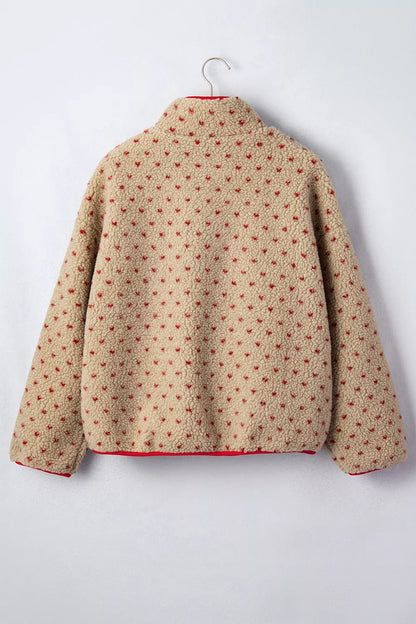 Fleece trui dames met hartjes - detailfoto